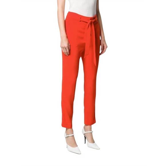 NEW VERONICA BEARD faxon high waisted crop trouser in red - Picture 2 of 4